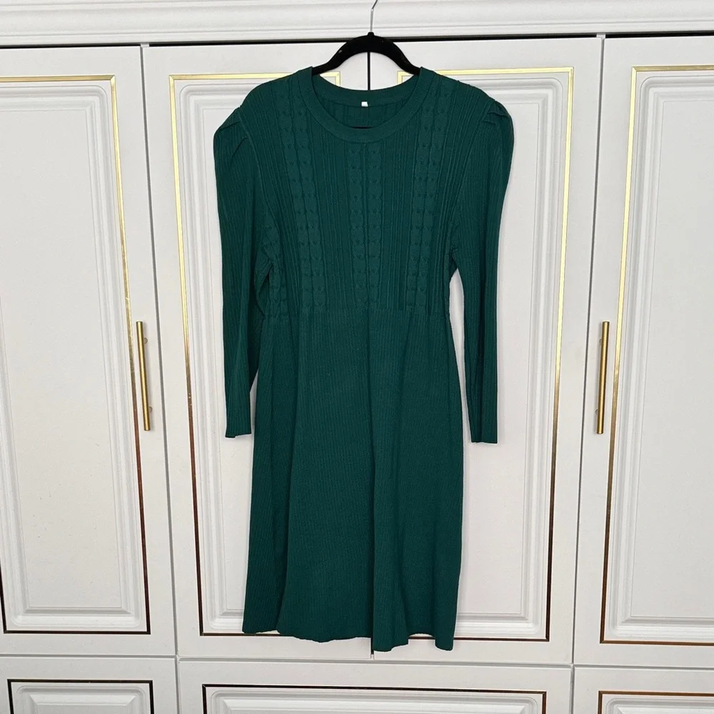 2 for 20$ ✌🏻 Knit Green Women's Dress - Picture 3 of 3
